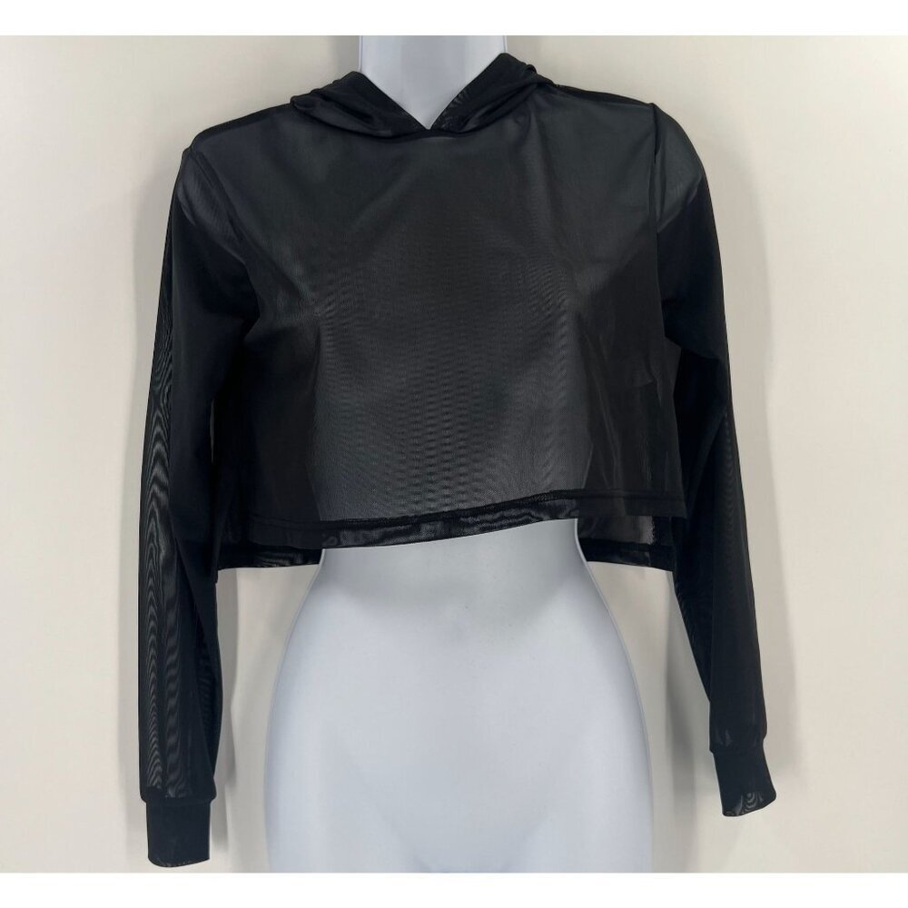 Balera Performance Girls Medium Black‎ Mesh Long-Sleeve Dance Cropped Hooded Top